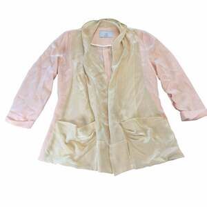 Guy French Pink Linen Blend Draped Open Front Blazer Jacket